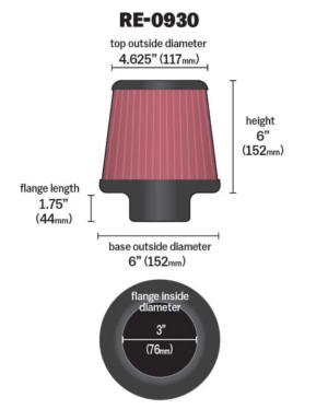 FILTER UDARA K&N UNIVERSAL RUBBER TOP 3 INCH RE 0930