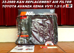 K&N Filter 33-2989 Filter Udara Mobil (32 x 335 x 230 mm) AVANZA XENIA RUSH TERIOS 1.3 VVT-i