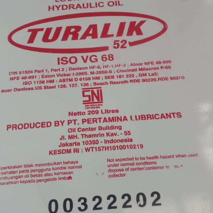 OLI HIDROLIK PERTAMINA TURALIK MEDITRAN 52 ISO VG 68 PERDRUM (209 LITER)