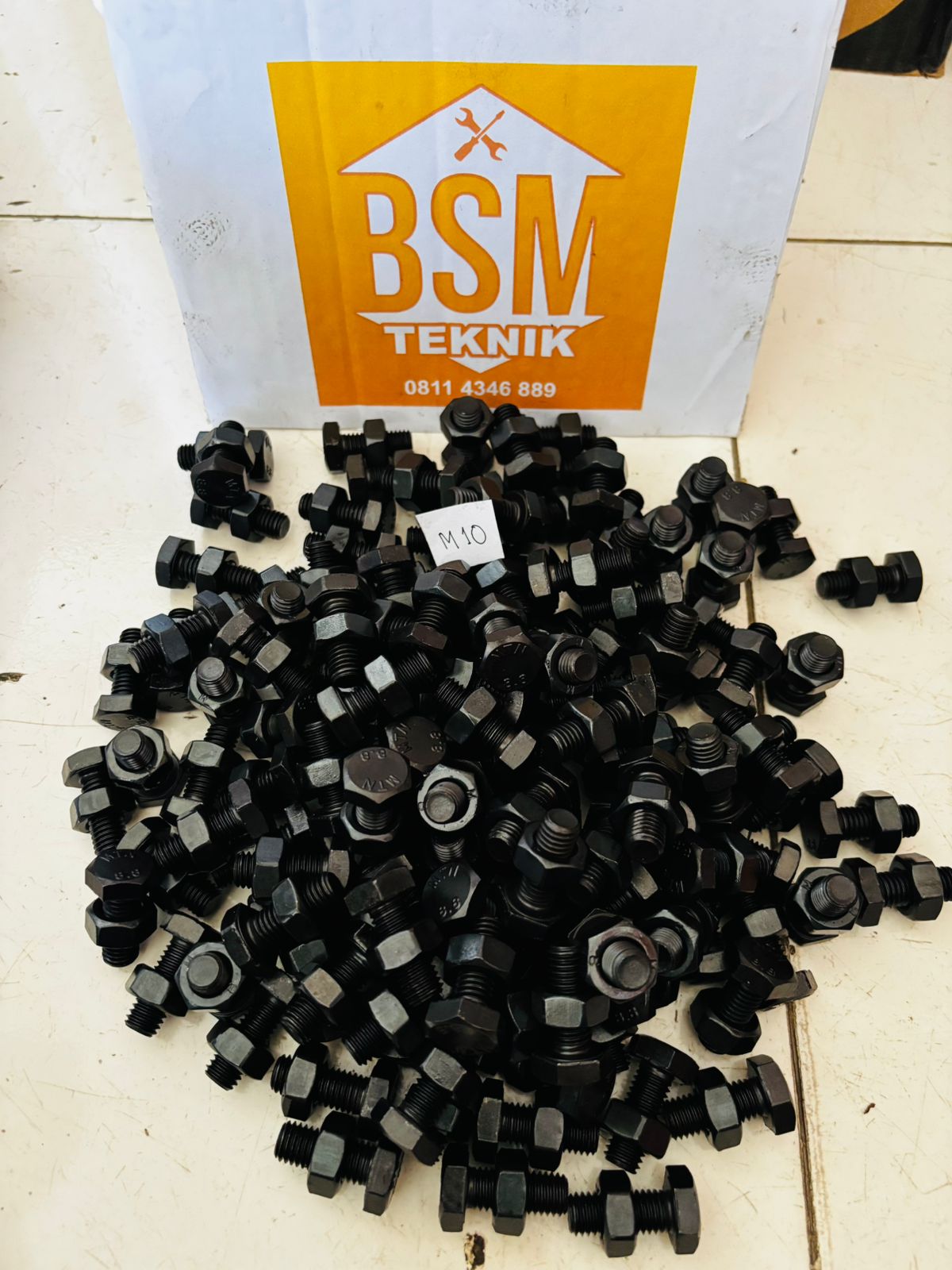 Baut MUR Baja 8.8 M10x30 + ring KUNCI 17 Pisau Rotari Traktor