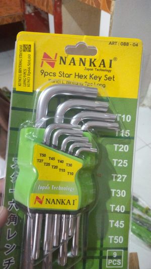 KUNCI L BINTANG STAR HEX STANDAR LONG 9 PCS NANKAI SET