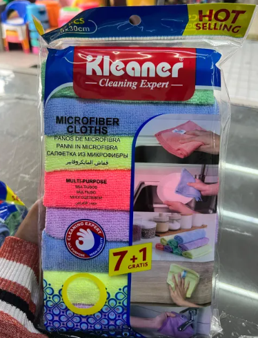 Kain Lap Microfiber Kleaner UKURAN 30 x 30 Cm isi 8 Pcs Cloth Kain Serbaguna Anti Gores