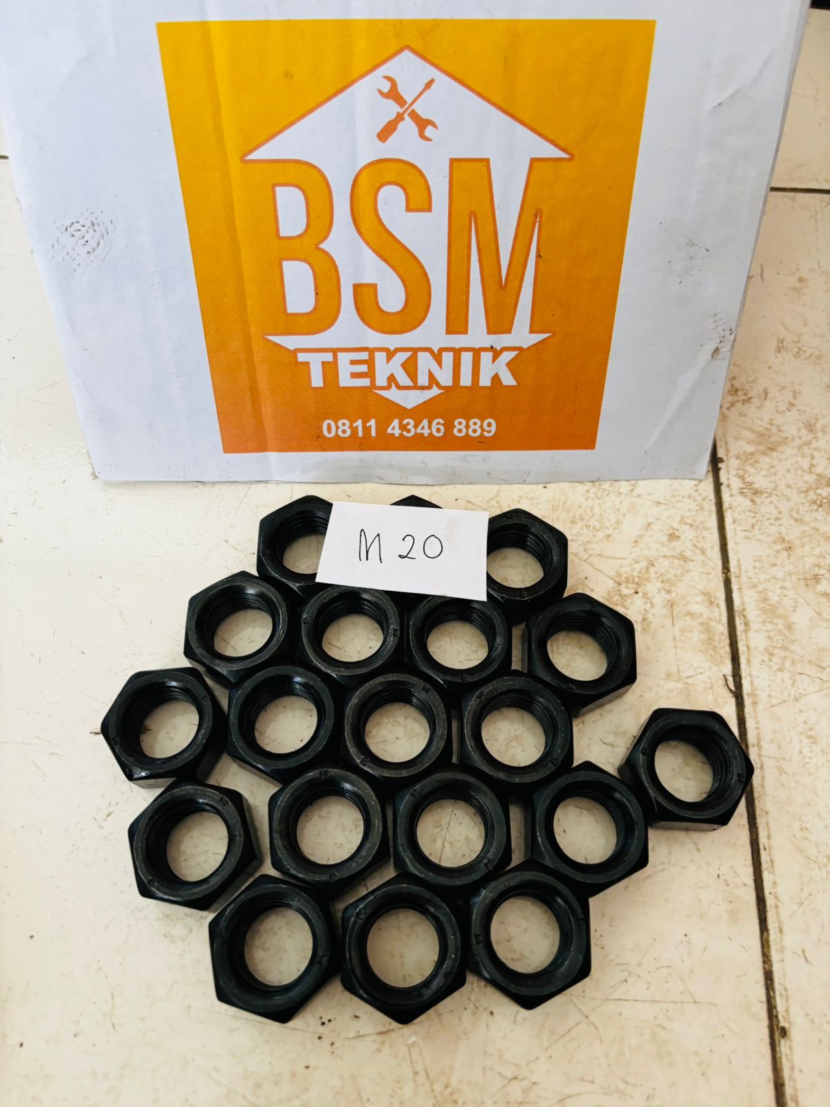 MUR HEXAGONAL HEX NUT BAJA HITAM 8.8 UKURAN M20 KUNCI 30