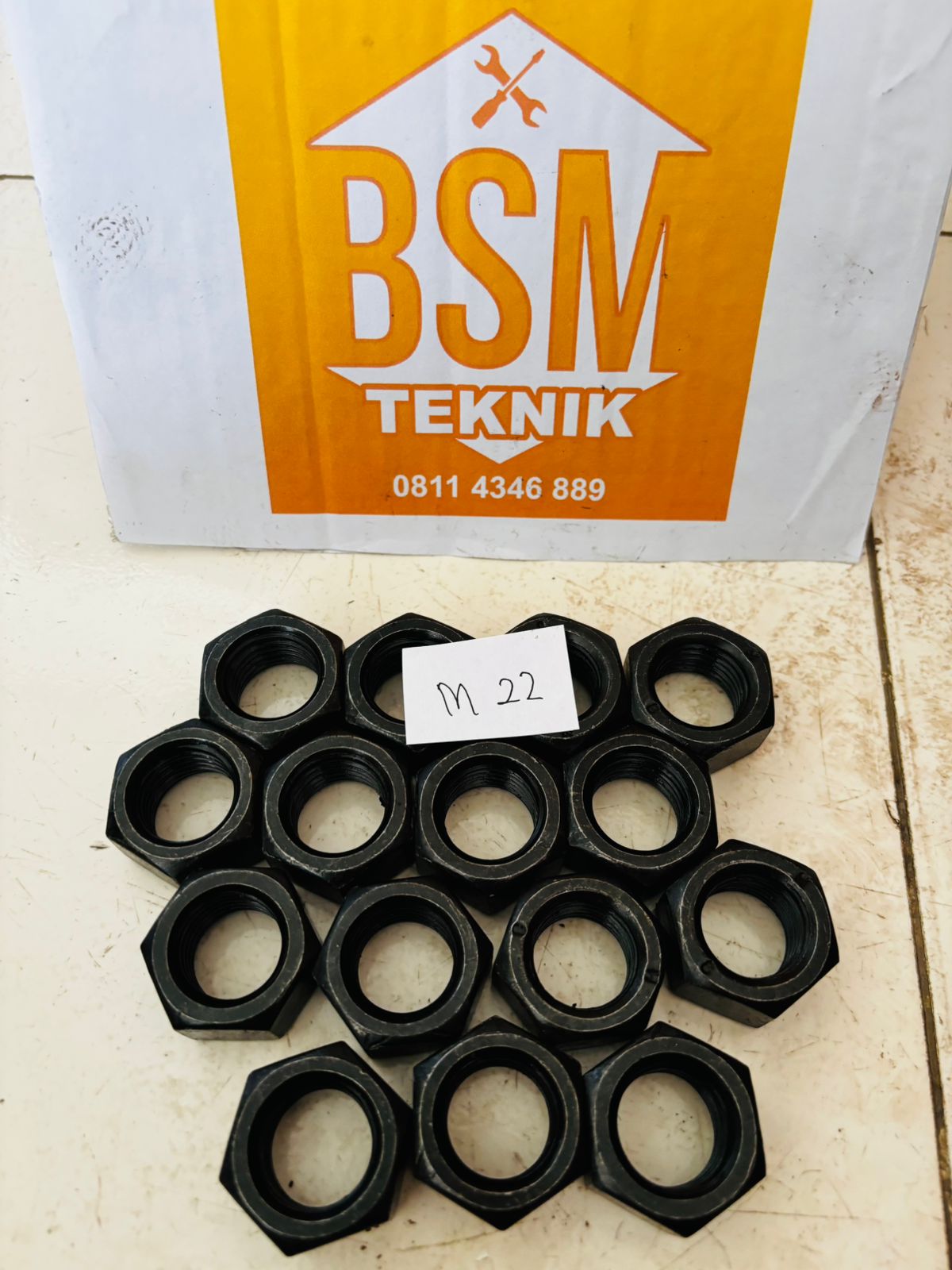 MUR HEXAGONAL HEX NUT BAJA HITAM 8.8 UKURAN M22 KUNCI 32